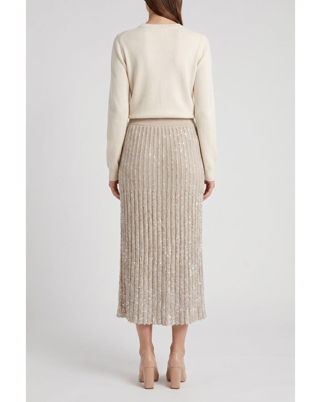 Brunello Cucinelli Natural Light Pleated Skirt