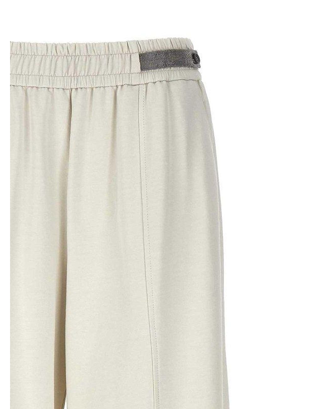 Brunello Cucinelli Natural Off Relaxed Cotton Trousers