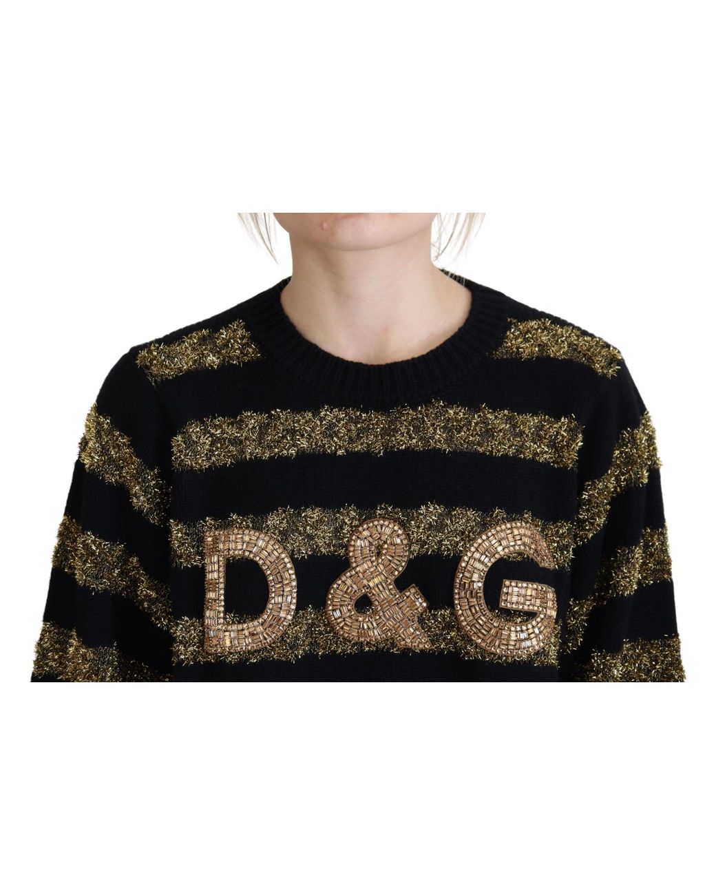 Dolce & Gabbana Black Metallic Stripe Knit Pullover