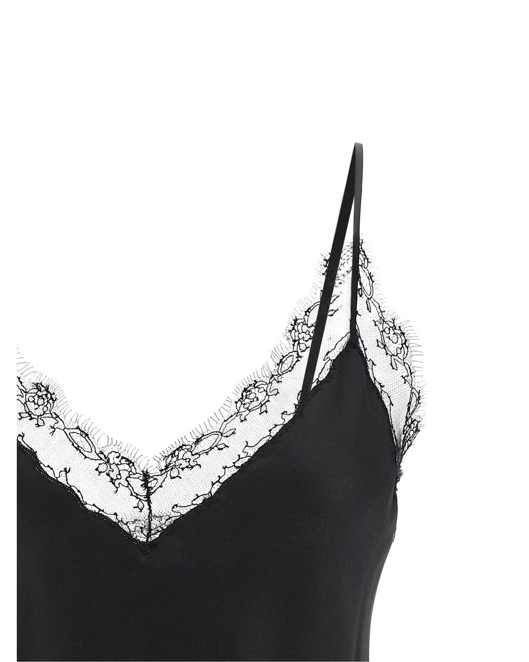 Ermanno Scervino Black Silk Lingerie Top With Lace