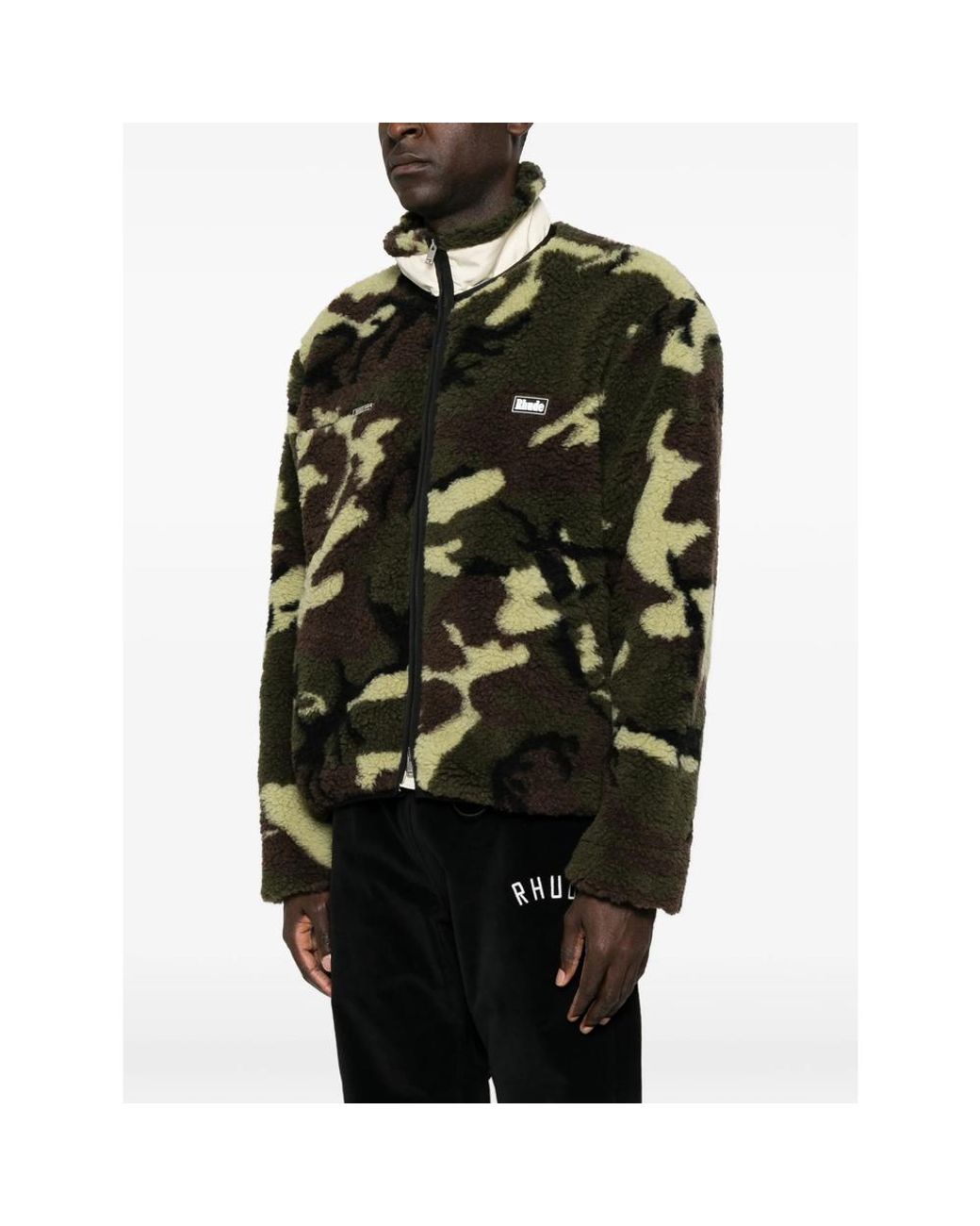 Rhude Black Camouflage-Print Logo-Embroidered Jacket for men