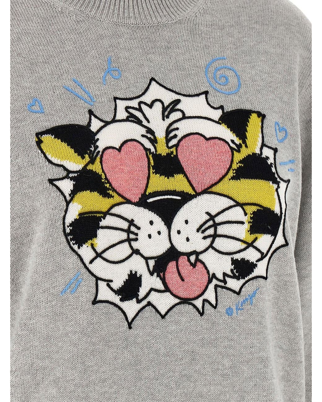 Tiger Blend In KENZO Intarsia Tiger Embroidery Sweater in Gray | Lyst