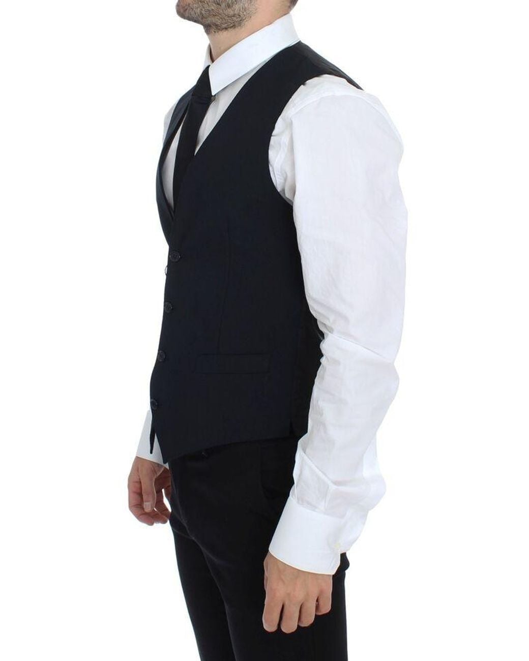 Dolce & Gabbana Black Wool Formal Dress Vest Gilet for men