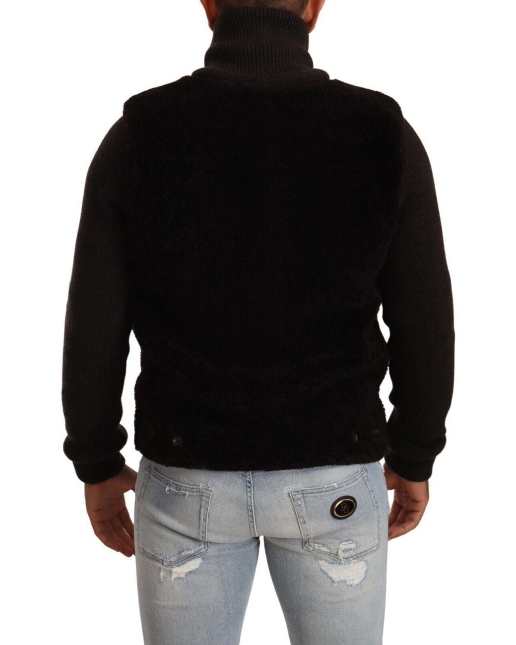 Dolce & Gabbana Black Elegant Leather Bomber Jacket for men