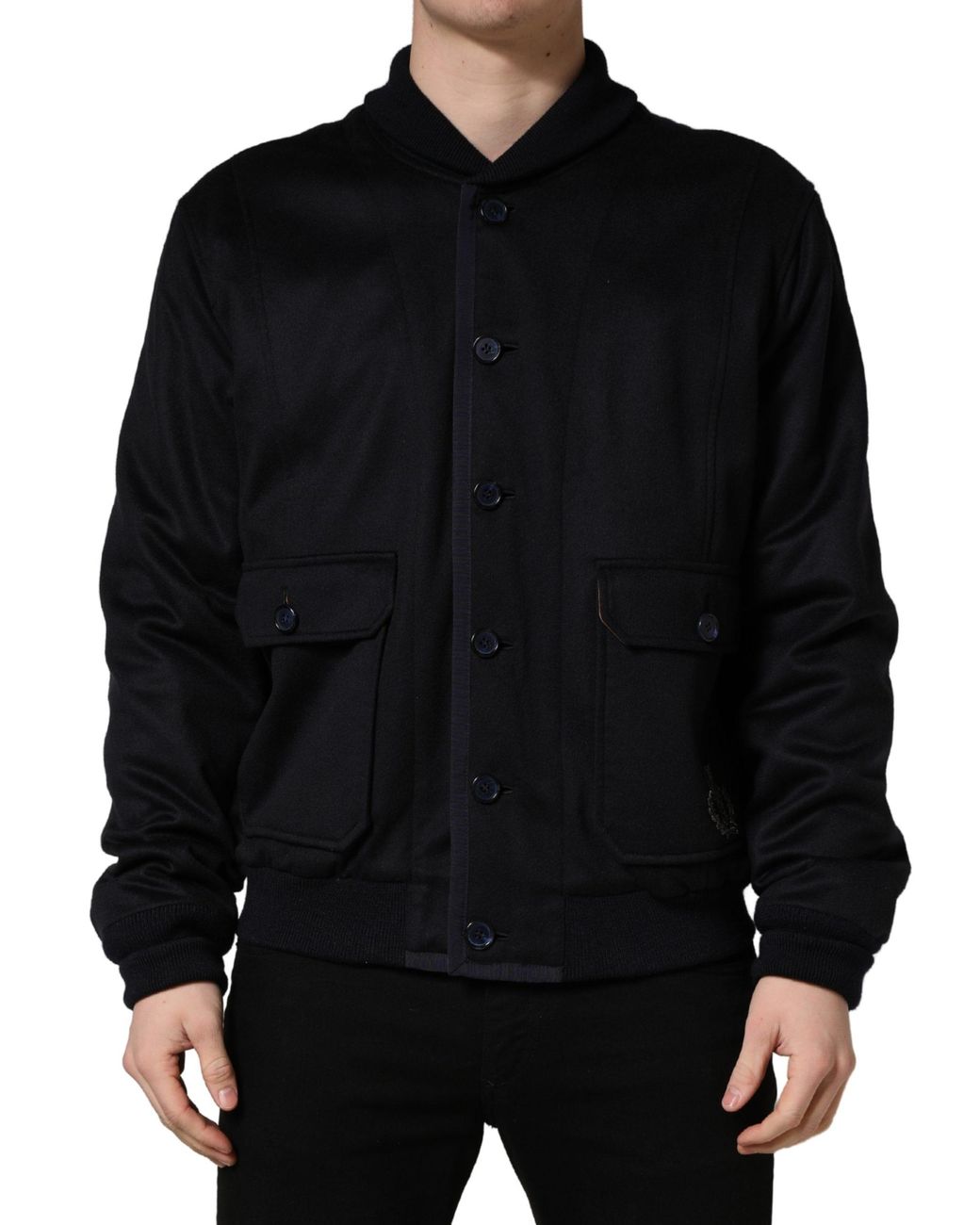 Dolce & Gabbana Black Cashmere Knitted Button Down Jacket for men