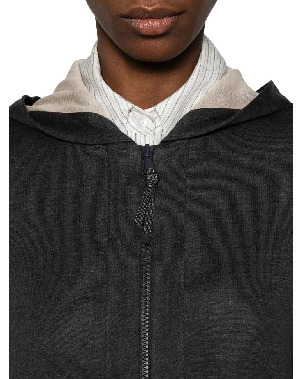 Brunello Cucinelli Black Hooded Sweatshirt