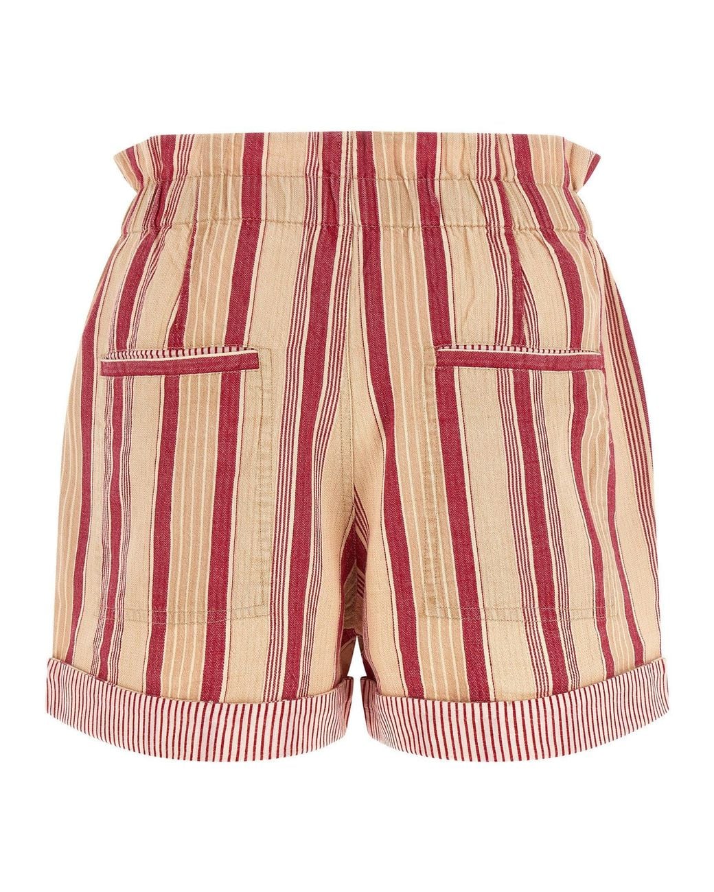 Isabel Marant Red Striped Cotton Canvas Shorts