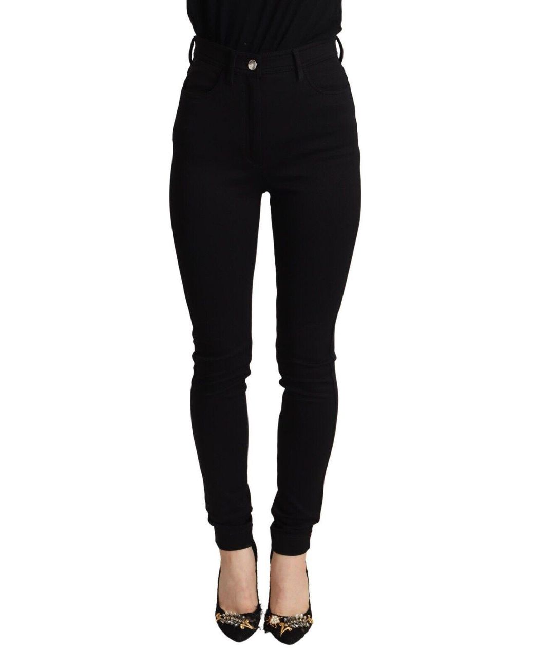 Dolce & Gabbana Black Elegant High-Waisted Slim Fit Pant