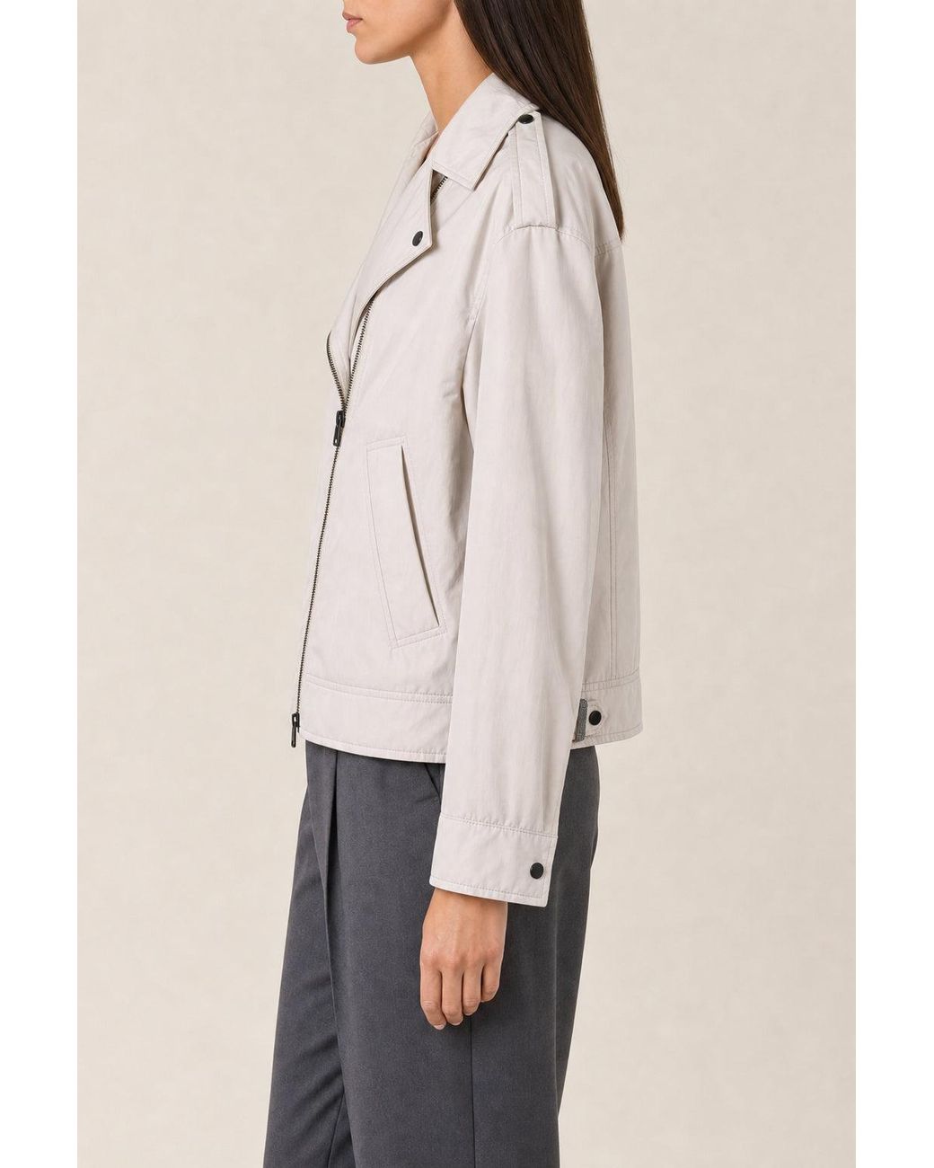 Brunello Cucinelli Natural Biker Jacket