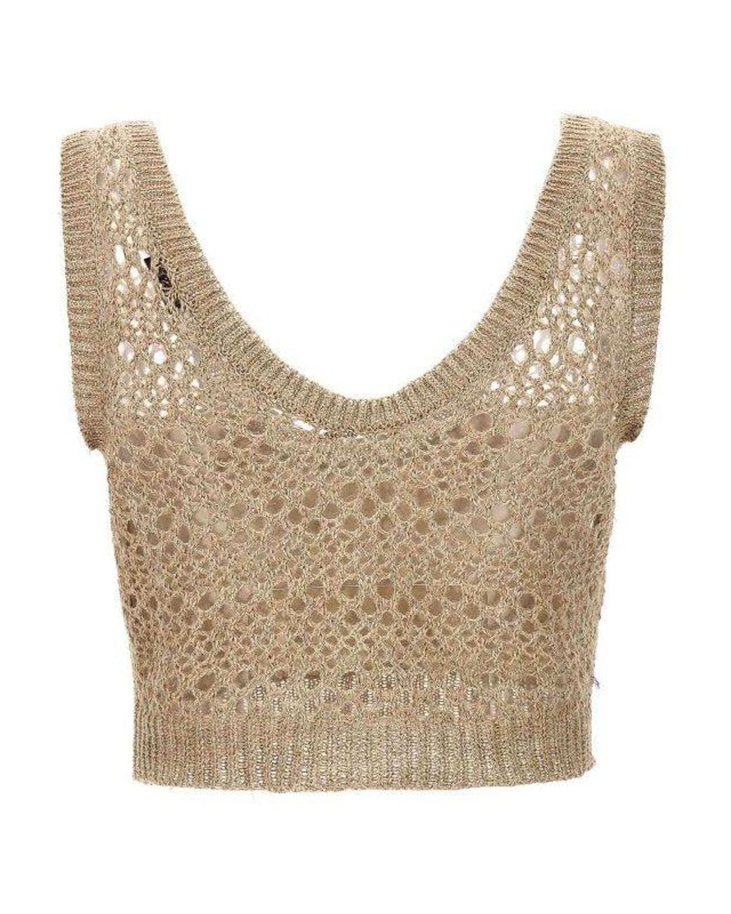 Brunello Cucinelli White Linen Silk Knit Top