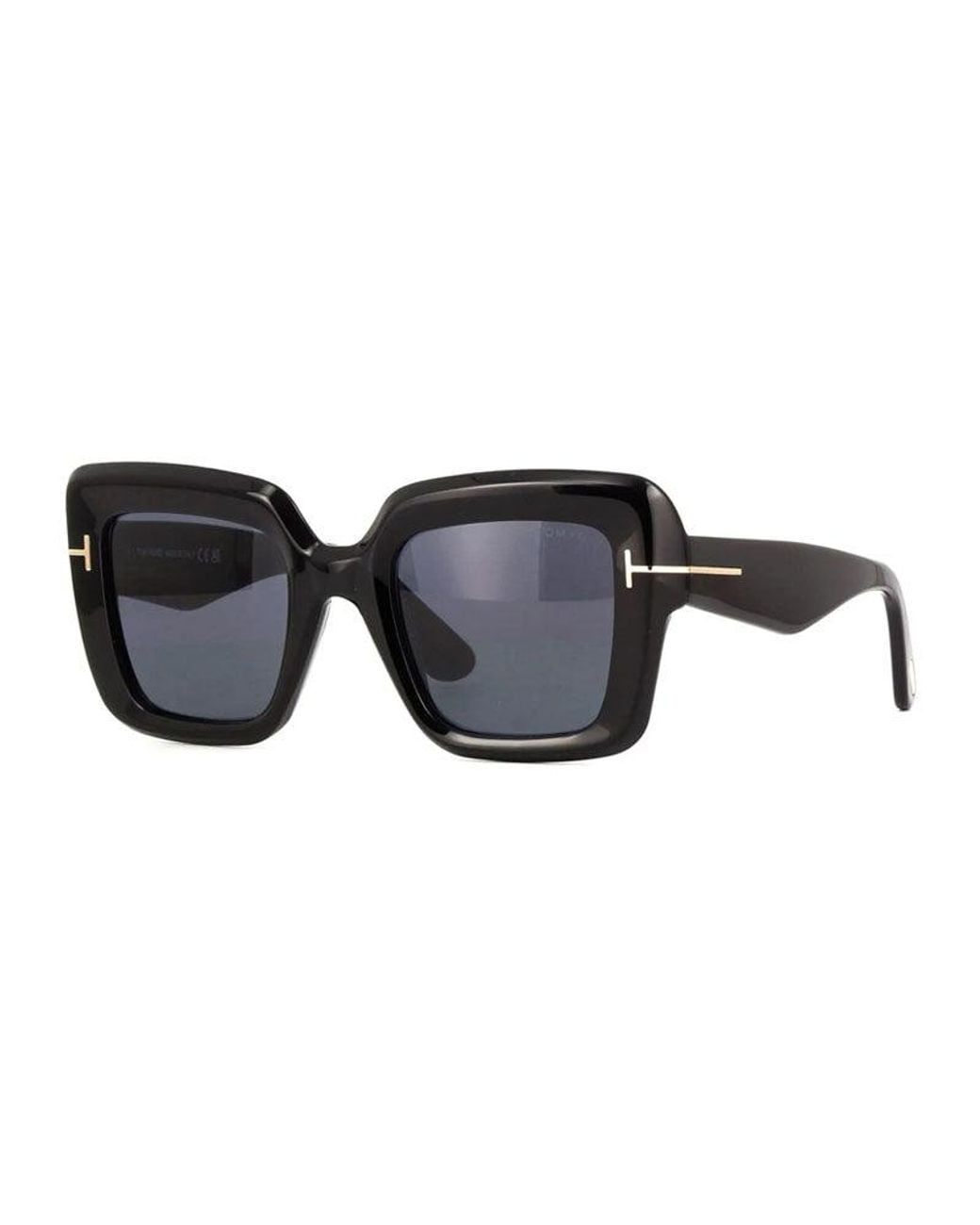 Tom Ford Black Sunglasses Square Full Rim, Shiny Frame And Smoke Lens Ft115701A