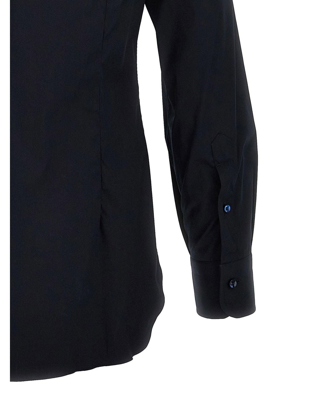 Barba Napoli Blue Stretch Cotton Poplin Shirt for men