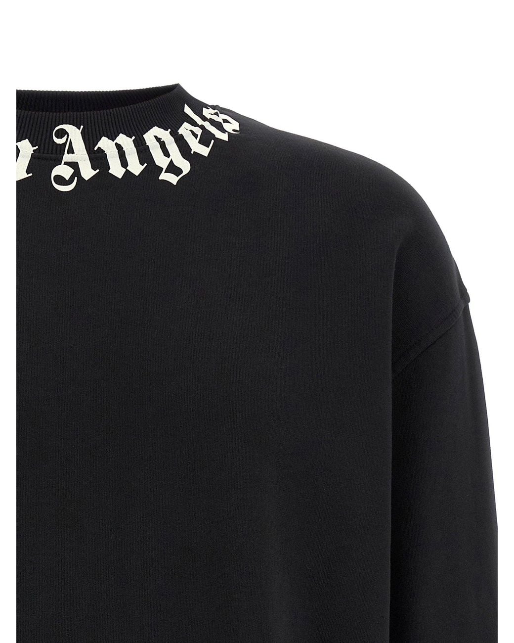 Palm Angels Black Logo-Embroidered Crew Neck Sweatshirt for men