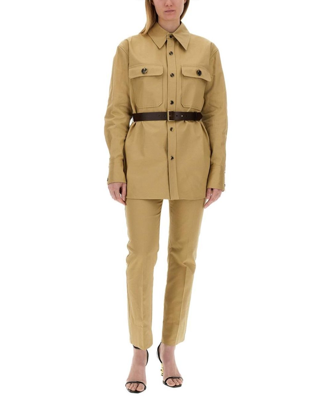 Saint Laurent Natural Saint Laurent Cotton Drill Trousers