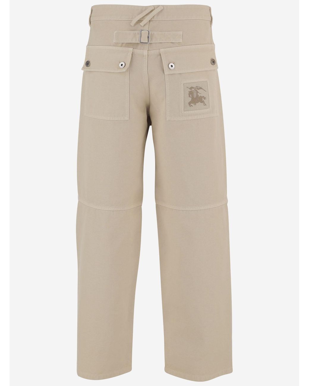 Burberry Natural Cotton Pants With Logo for men
