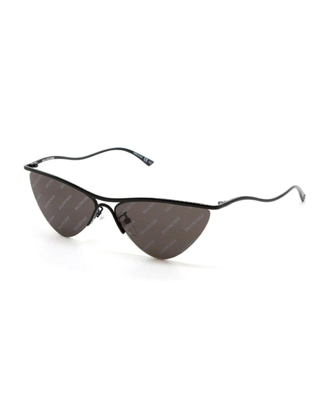 Balenciaga Metallic Sunglasses Cat Eye Semi Rim, Frame And With Brand Logo Lens Bb0093S001