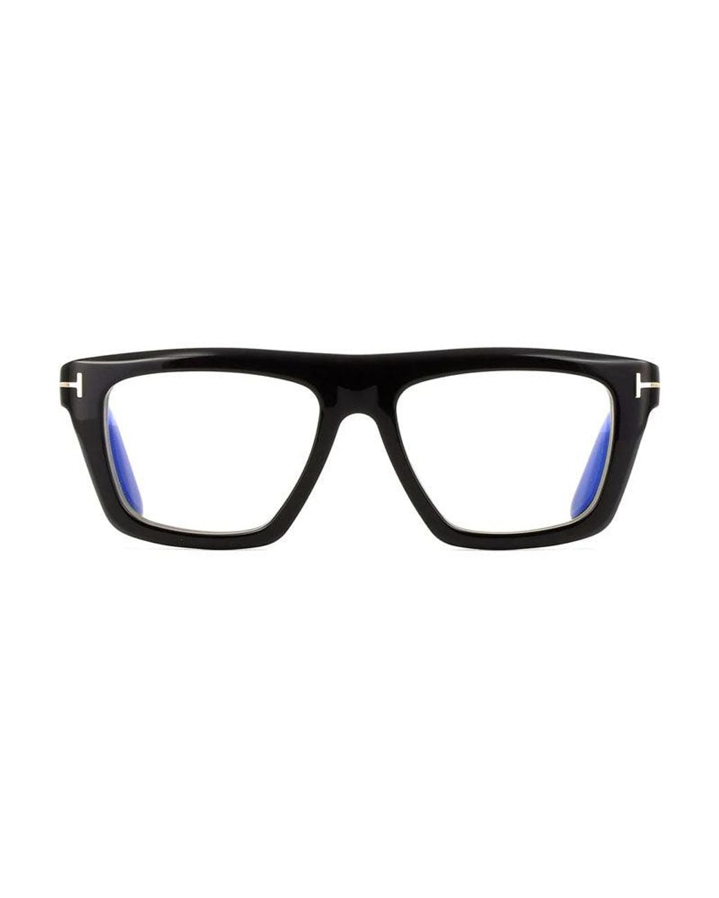 Tom Ford Black Eyeglasses Square Full Rim, Shiny Frame And Clear--Light Block Lenses Lens Ft6059-B001 Sunglasses