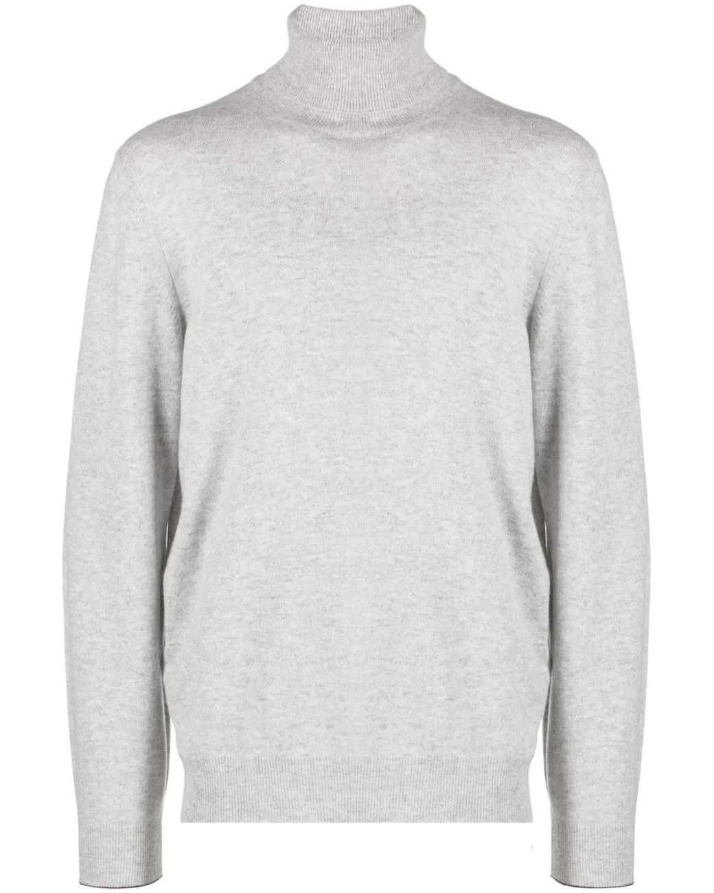 Brunello Cucinelli Black Light Wool Turtleneck Sweater Clothing for men