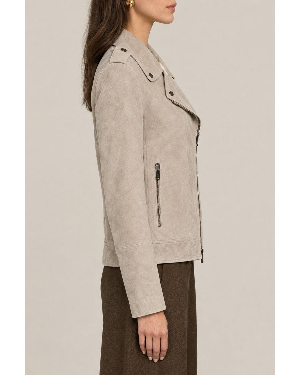 Brunello Cucinelli Natural Leather Biker Jacket