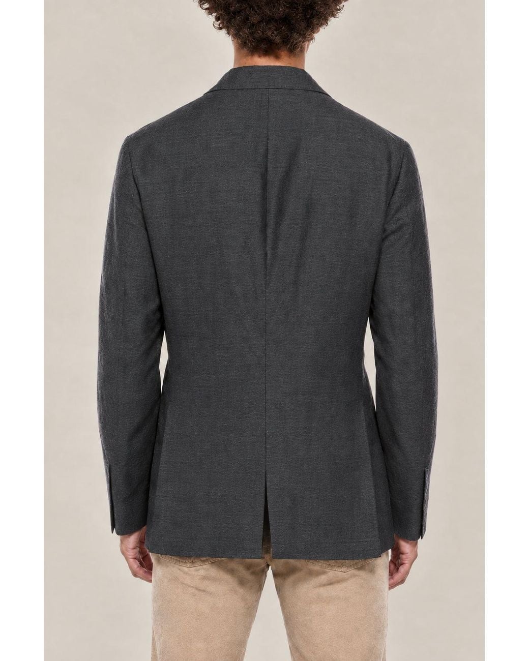 Brunello Cucinelli Black Wool Linen Blazer Clothing for men