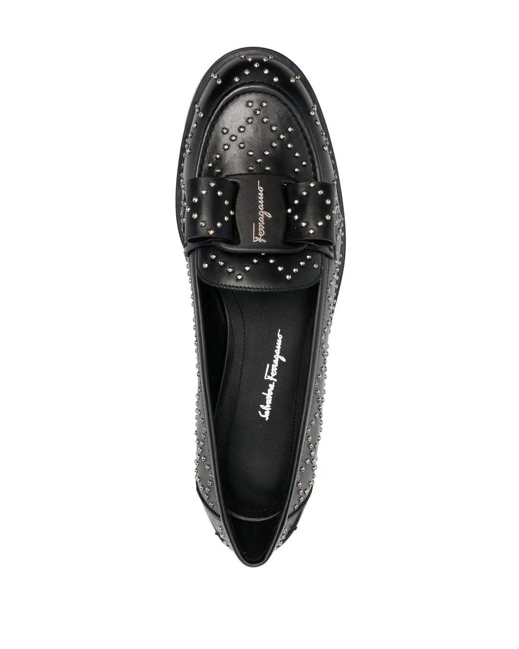 Ferragamo Black Viva Studded Loafers