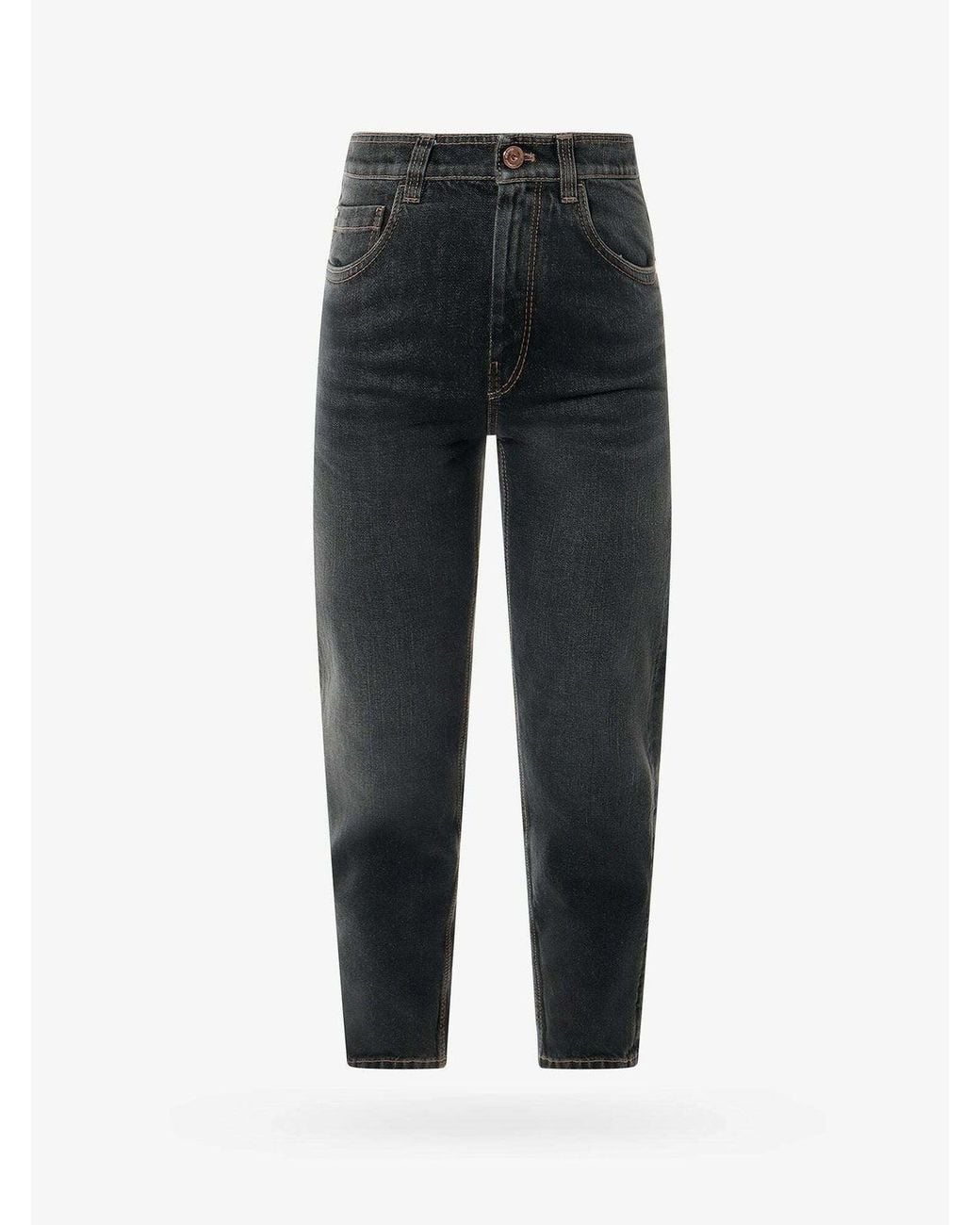 Brunello Cucinelli Black Tapered Denim Trousers