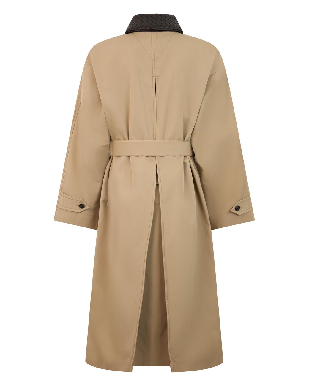 Bottega Veneta Natural Trench Coat With Woven Collar, Cotton & Raincoats