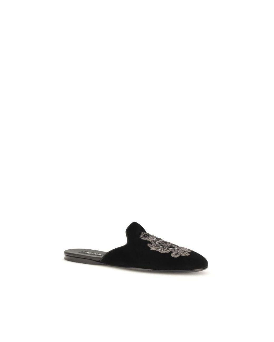 Dolce & Gabbana Black Velvet Flats for men