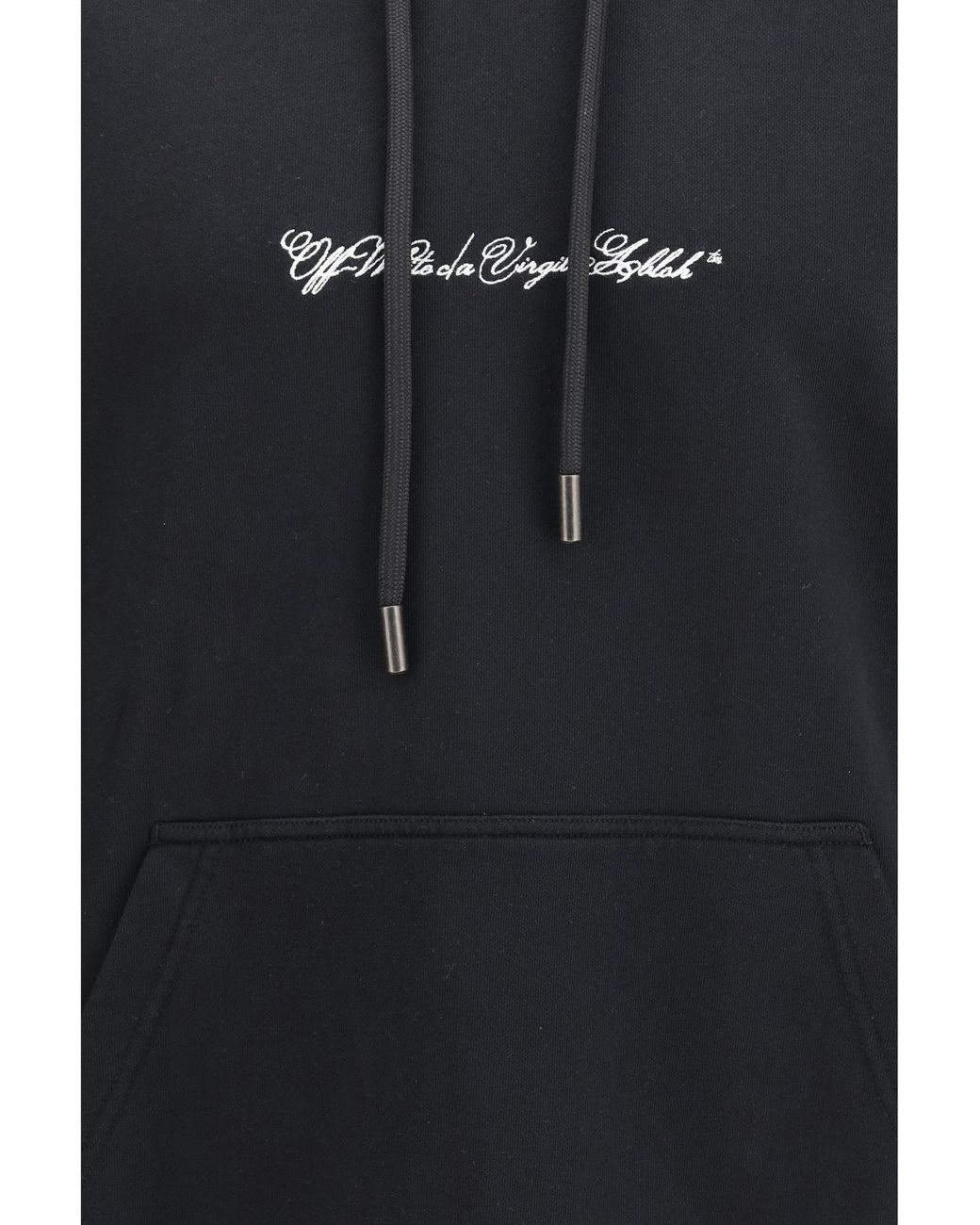 Off-White c/o Virgil Abloh Black Hoodie Script Arrow Diagonal Cotton Sweatshirts for men