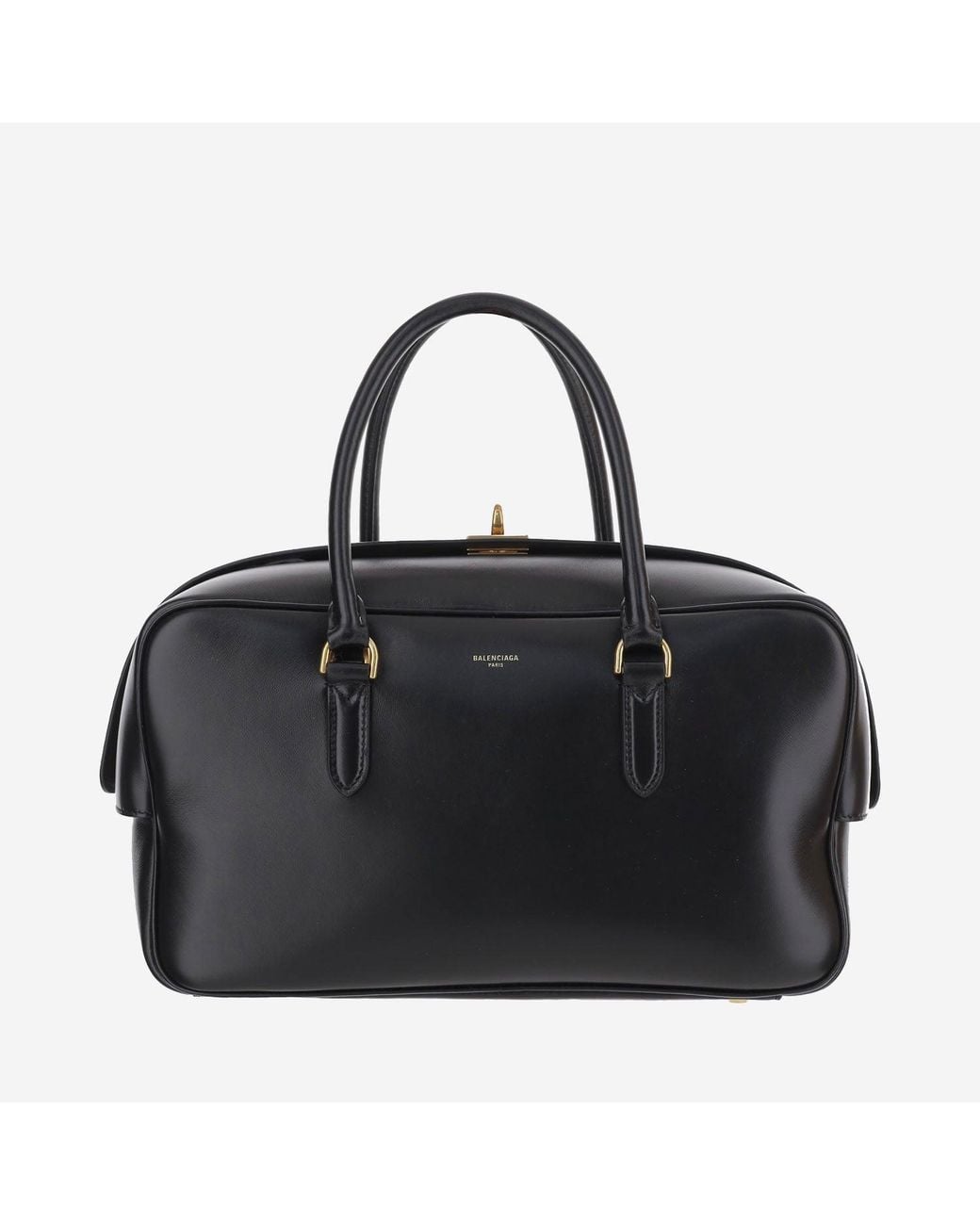 Balenciaga Black Bowling Bag Le 7 Medium Leather Lambskin