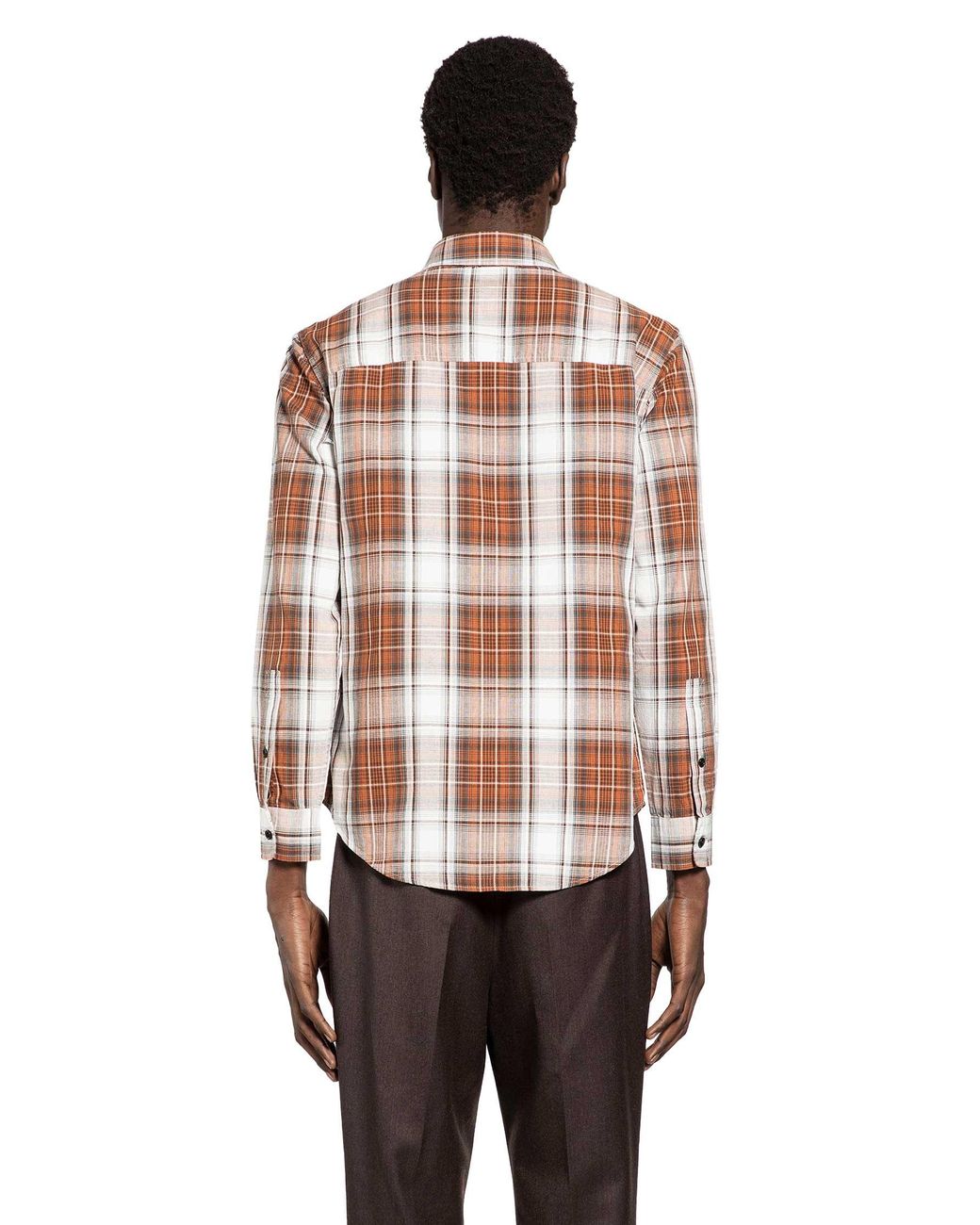 Burberry Orange Roland Grand Check Rust Button-Down Cotton Shirt for men