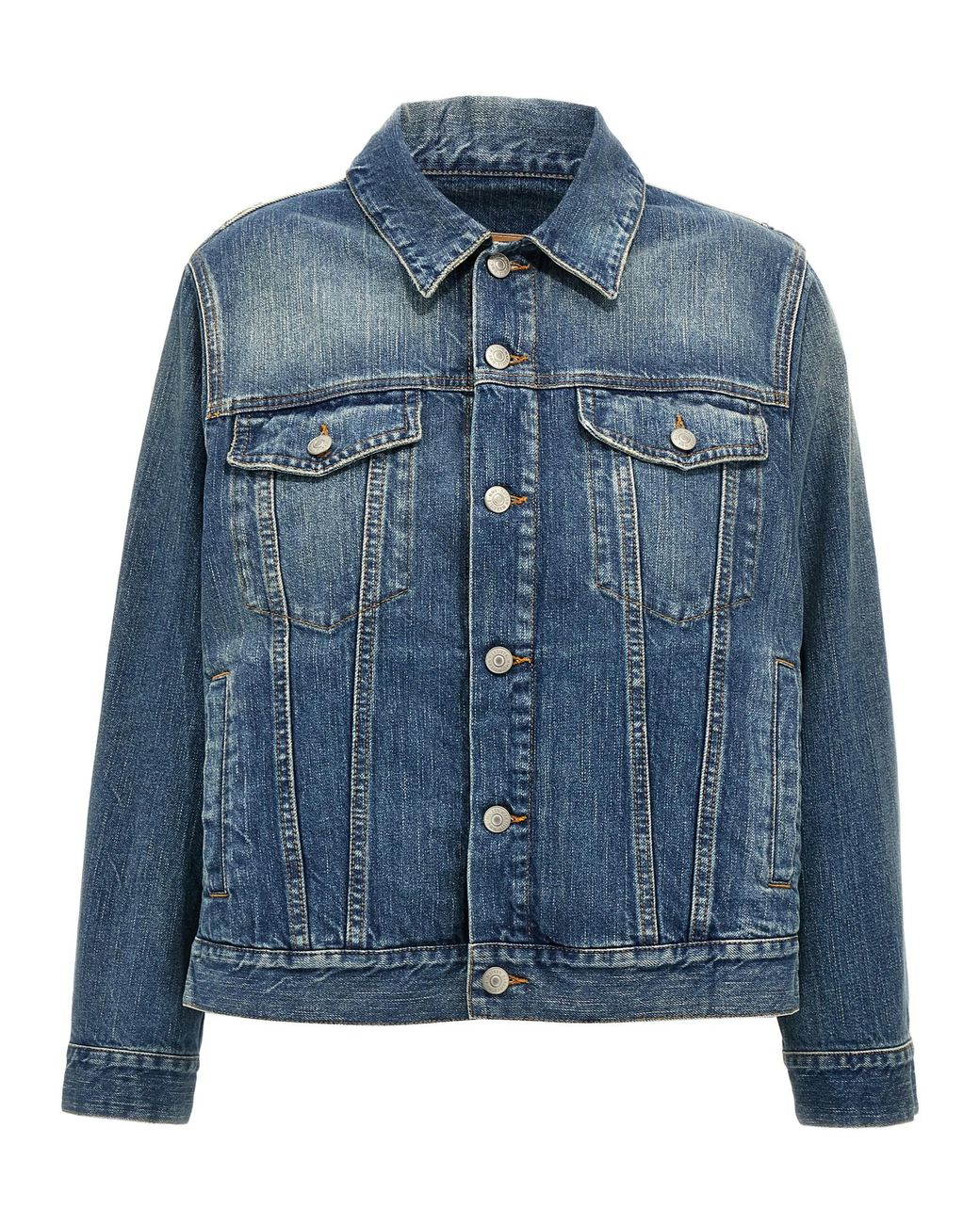 MM6 by Maison Margiela Blue Layered Denim Jacket With Unique Back Design