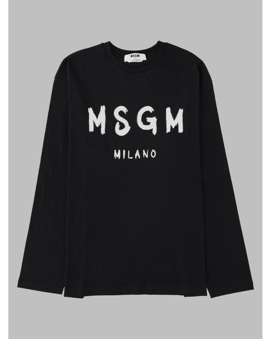 MSGM Black T-Shirt With Brushed Logo for men