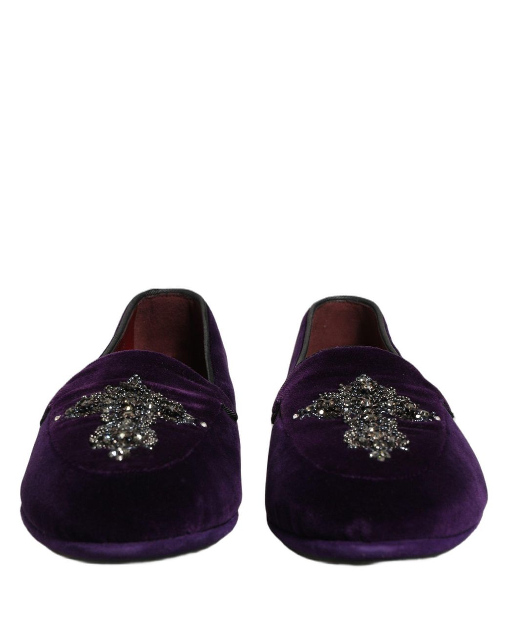 Dolce & Gabbana Violet Suede Embellished Dress Loafers Shoes  display picture 2
