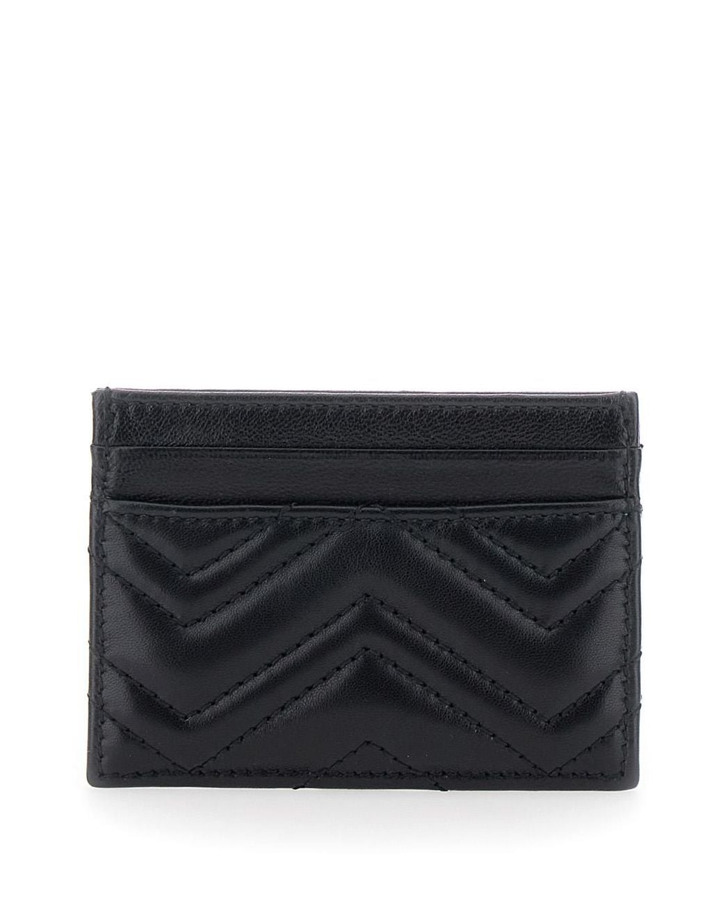Gucci Black Card Holder Gg Marmont Leather Accessory