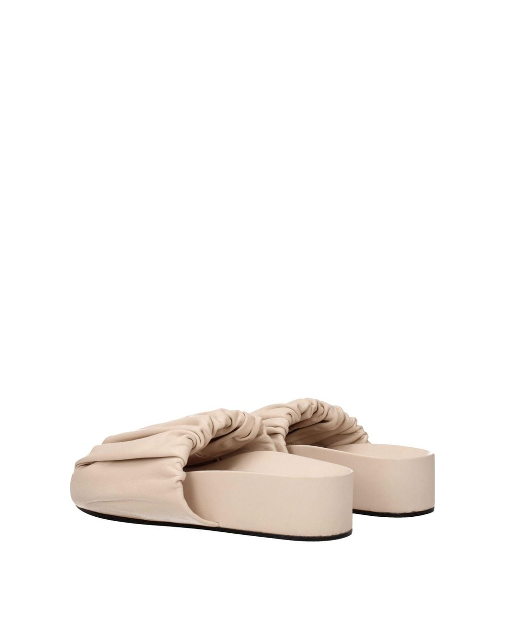 Jil Sander Natural Platform Ruched Leather Sandals