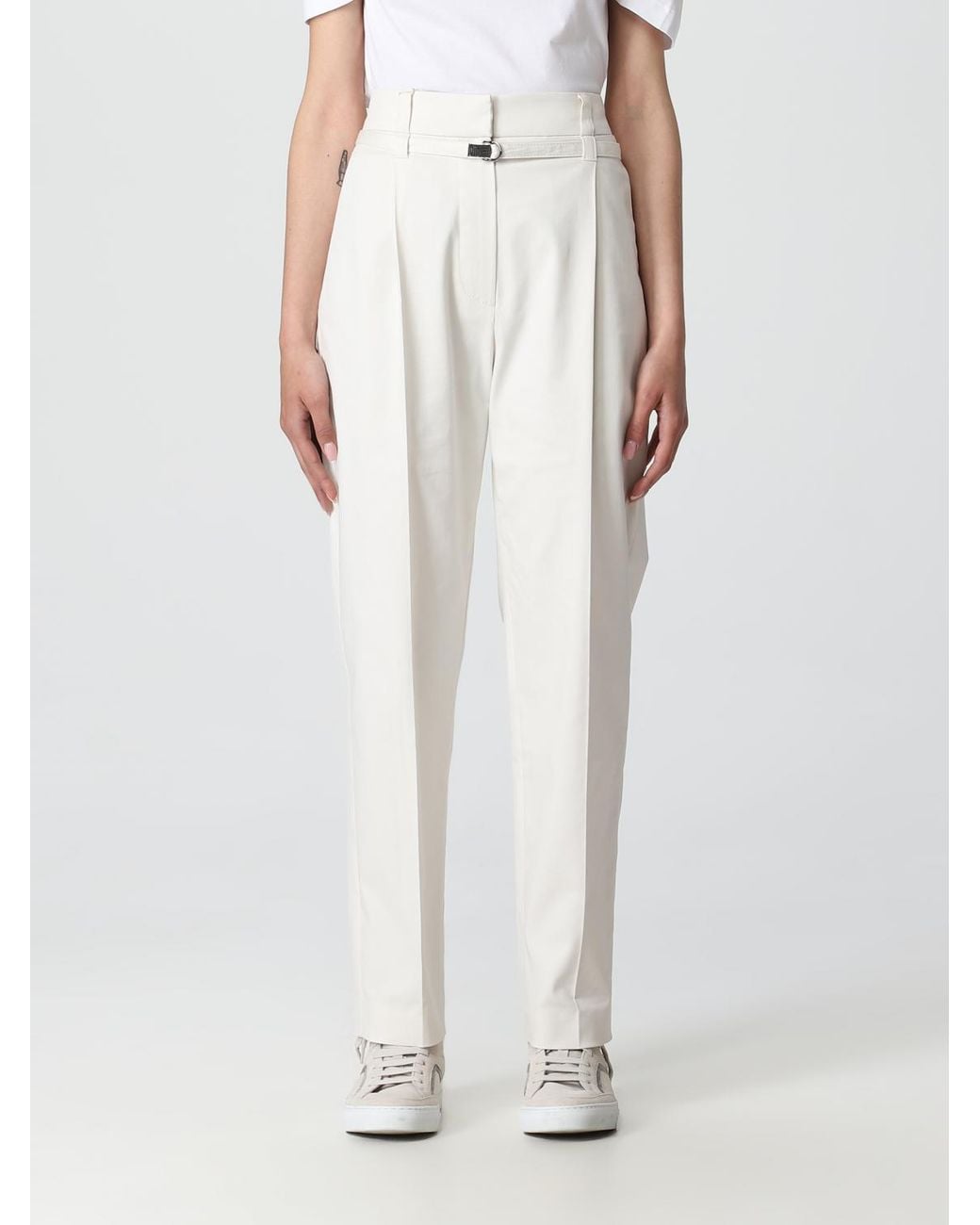 Brunello Cucinelli White Off Tapered Cotton Trousers