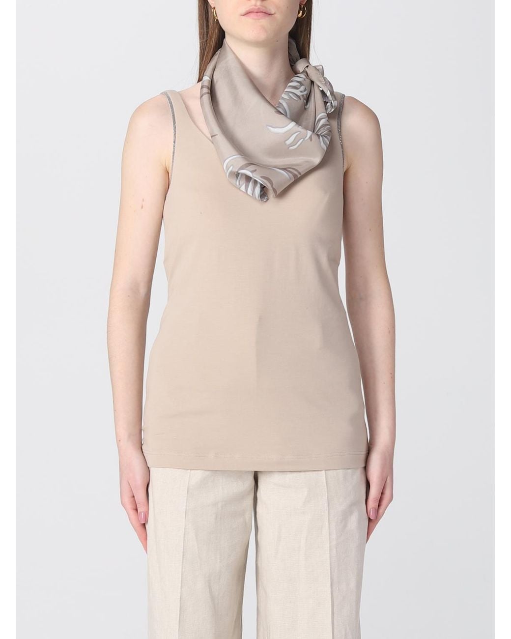 Brunello Cucinelli Natural Silk Floral Scarf Accessories & Slg