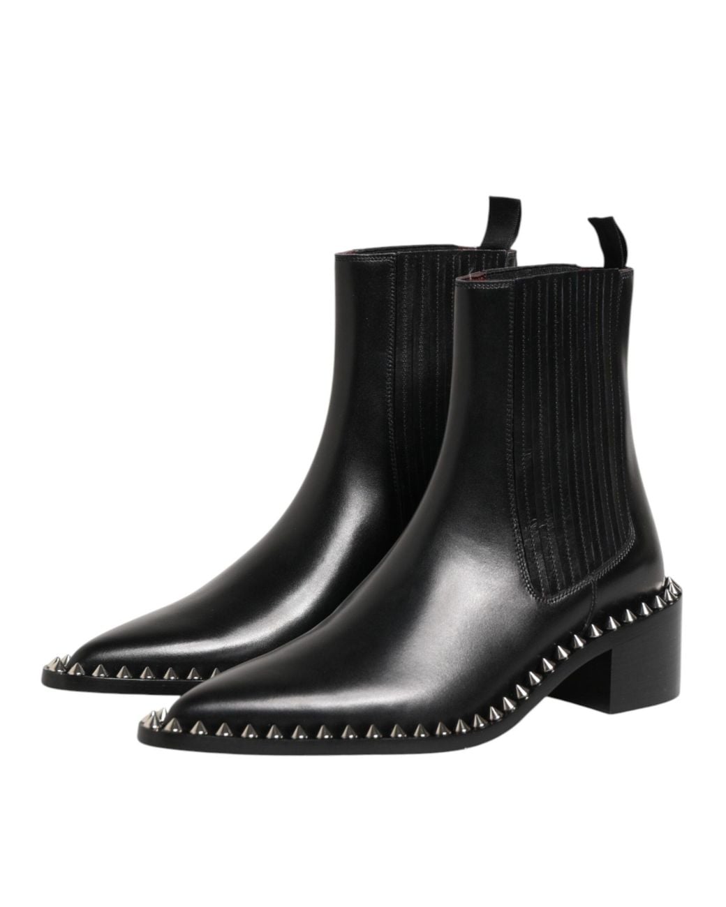 Dolce & Gabbana Black Studded Chelsea Short Ankle Boots Shoes Pl+Vi+66Lf for men