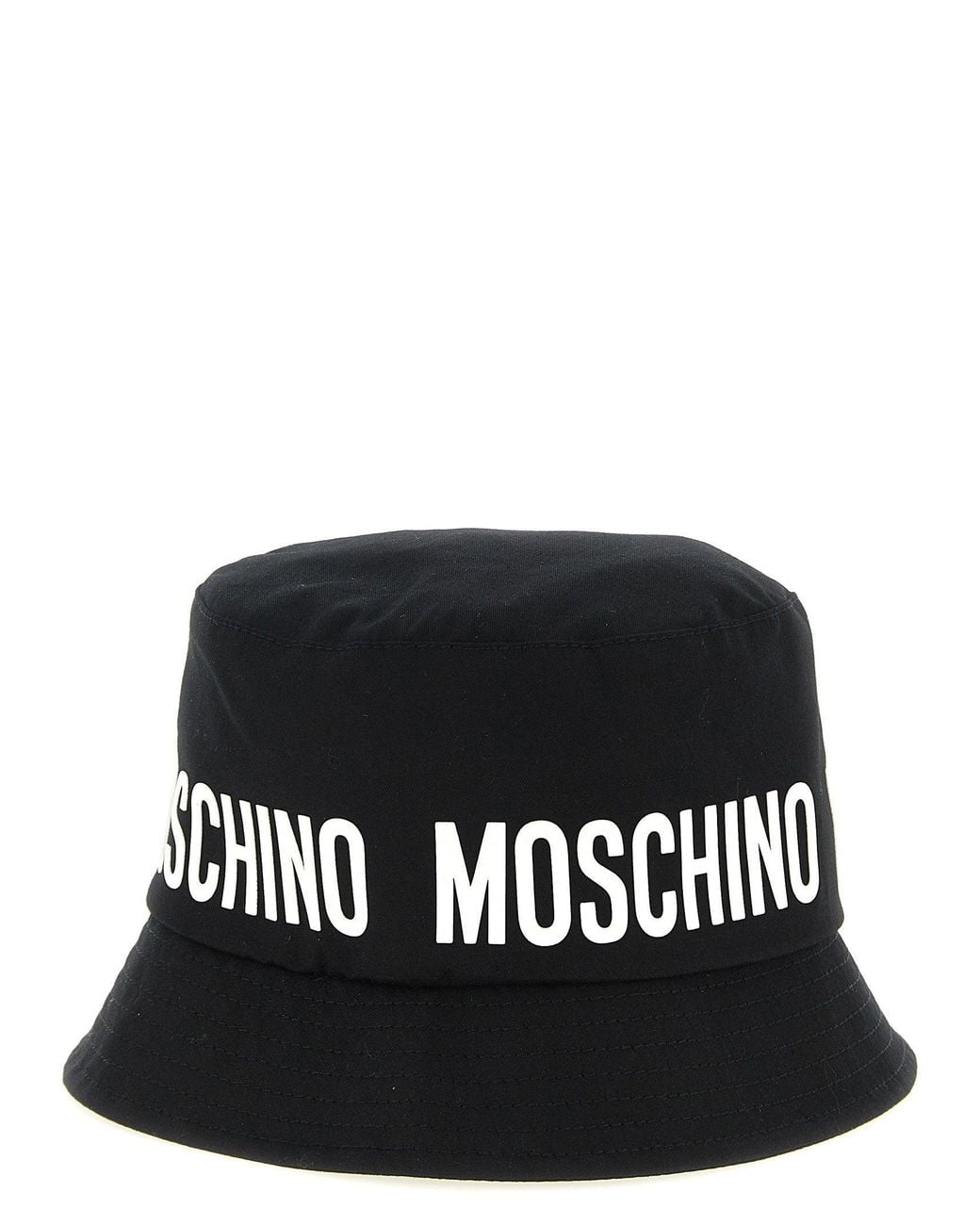 Moschino Black Logo Print Bucket Hat