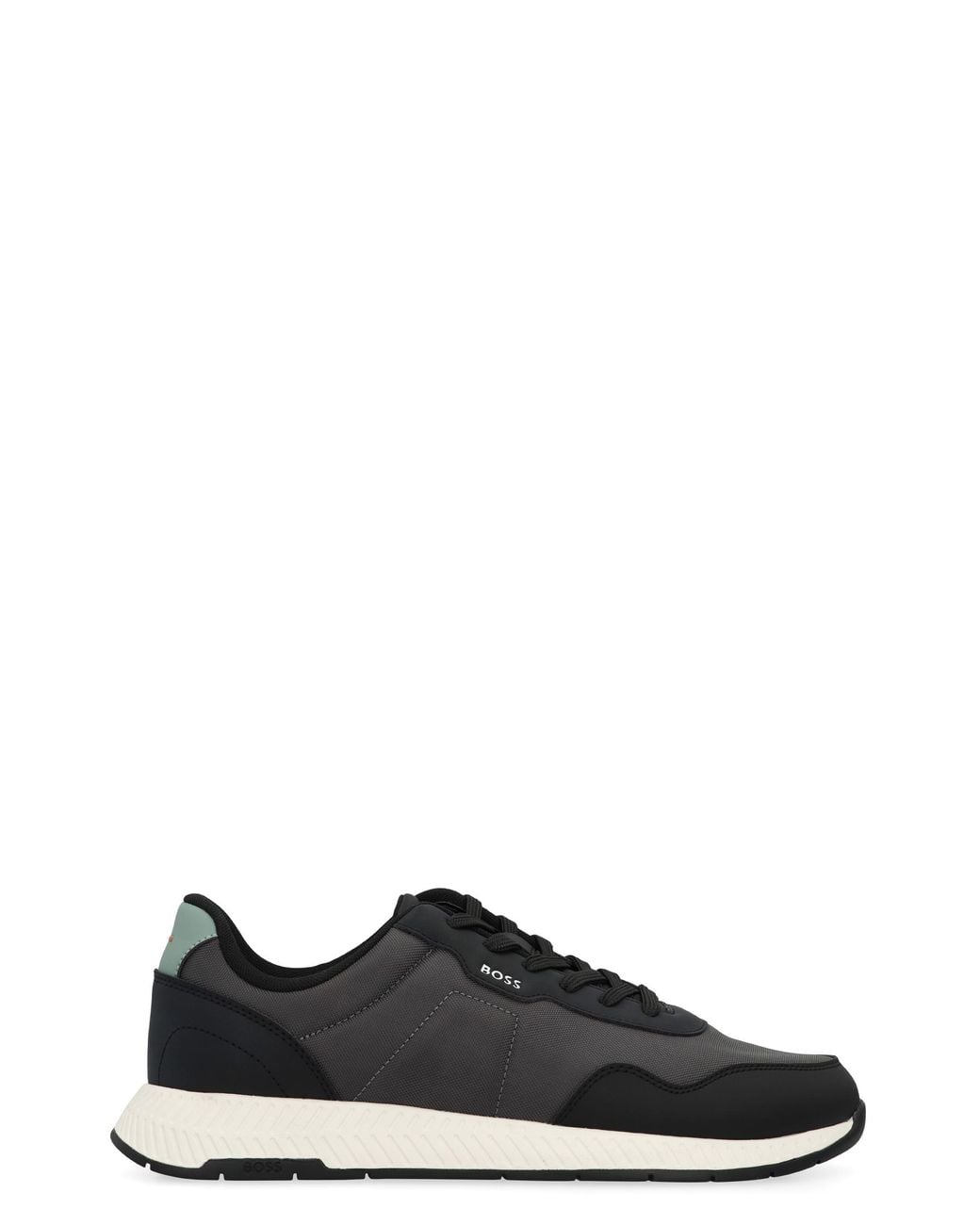 Boss Black Low-Top Sneakers With Leather Insert Polyurethane Trainers for men