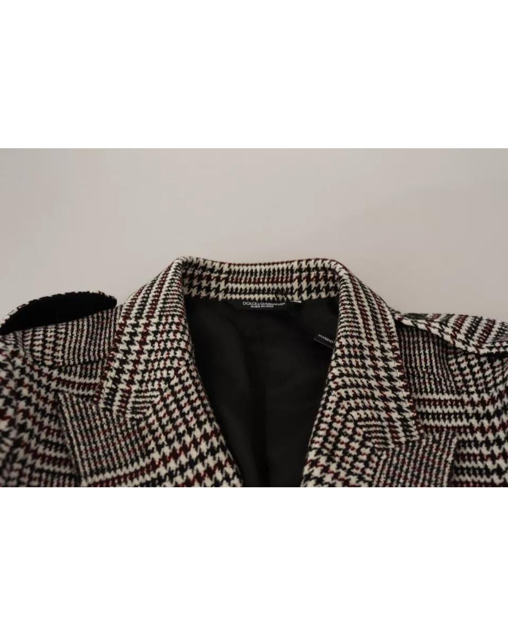 Dolce & Gabbana Black Glen Plaid Wool Coat Long Sleeve for men