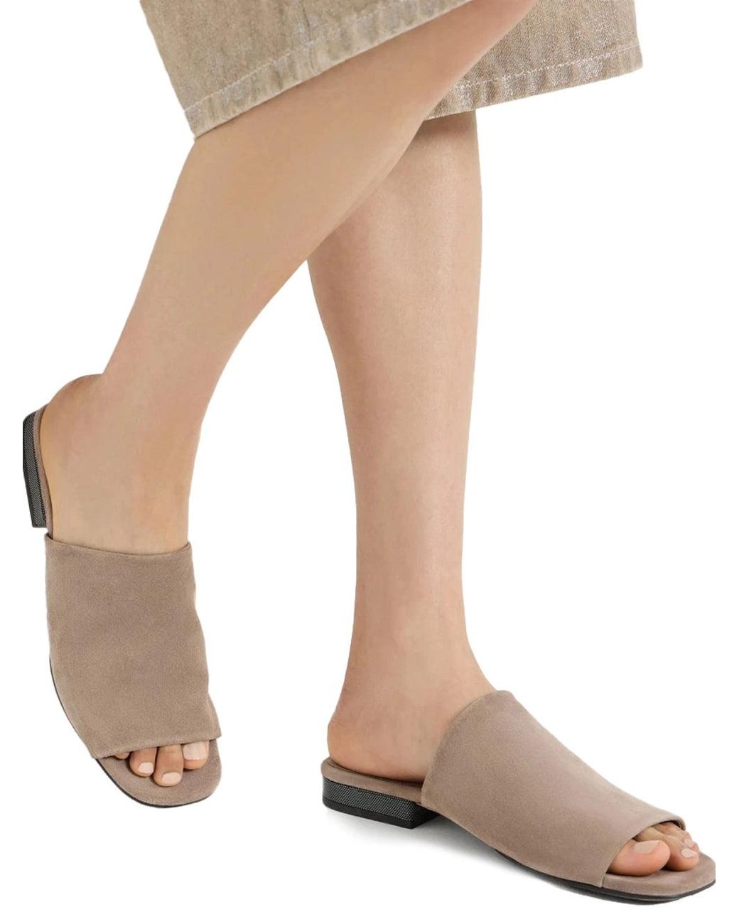 Brunello Cucinelli Multicolor Suede Mules Shoes Sandals