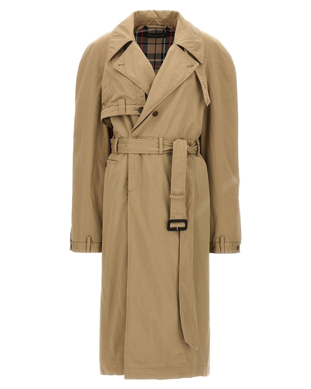Balenciaga Natural Deconstructed Cotton Twill Trench Coat