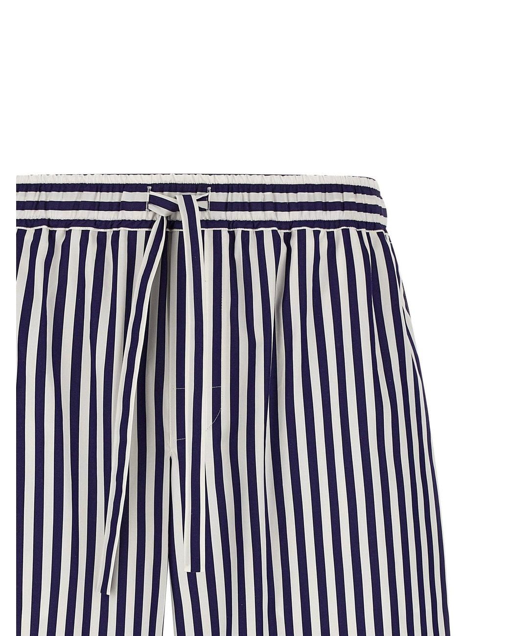 Dolce & Gabbana Blue Dolce & Gabbana Striped Cotton-Silk Bermuda Shorts