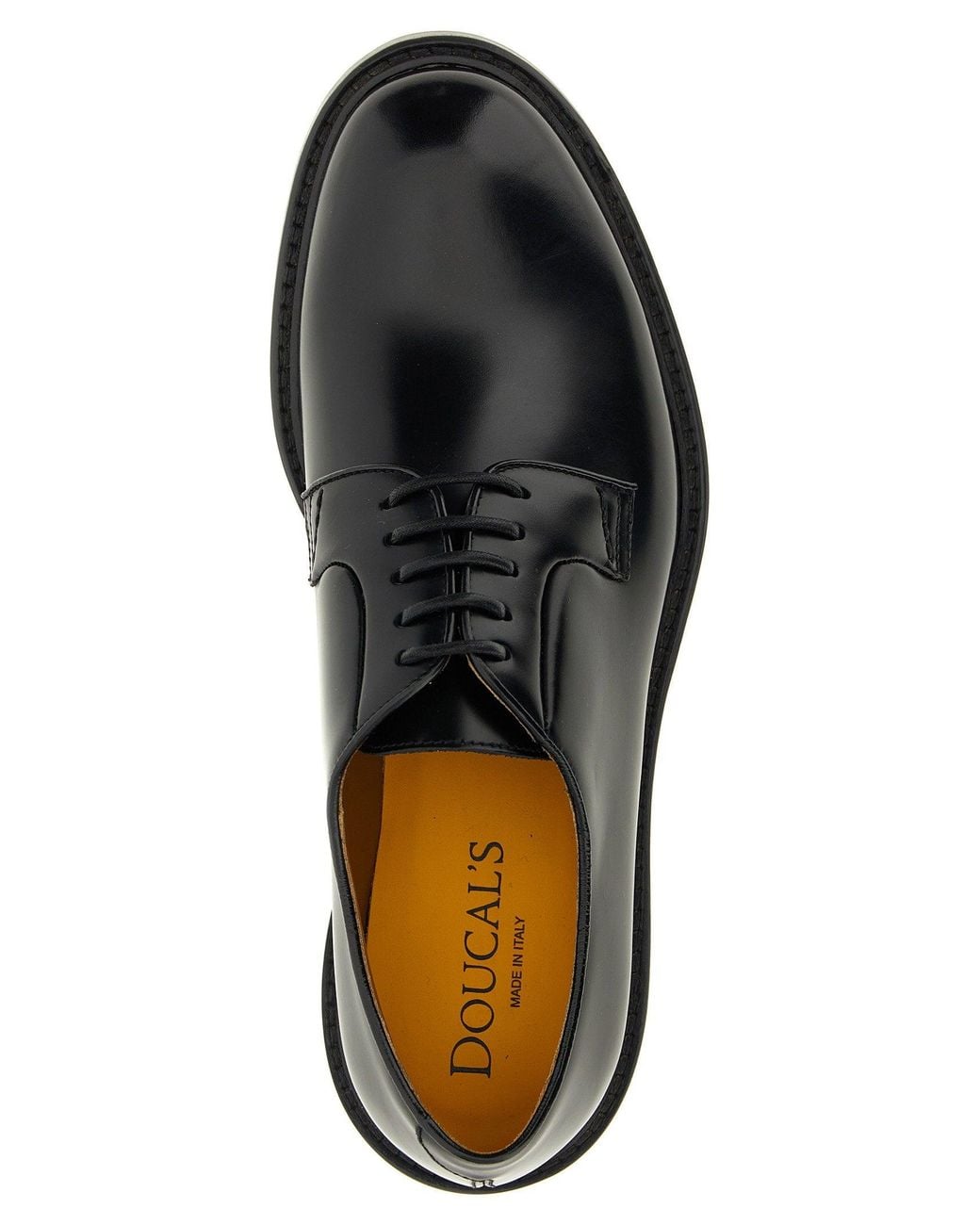 Doucal's Black Brushed Calf Leather Derby Oxford for men