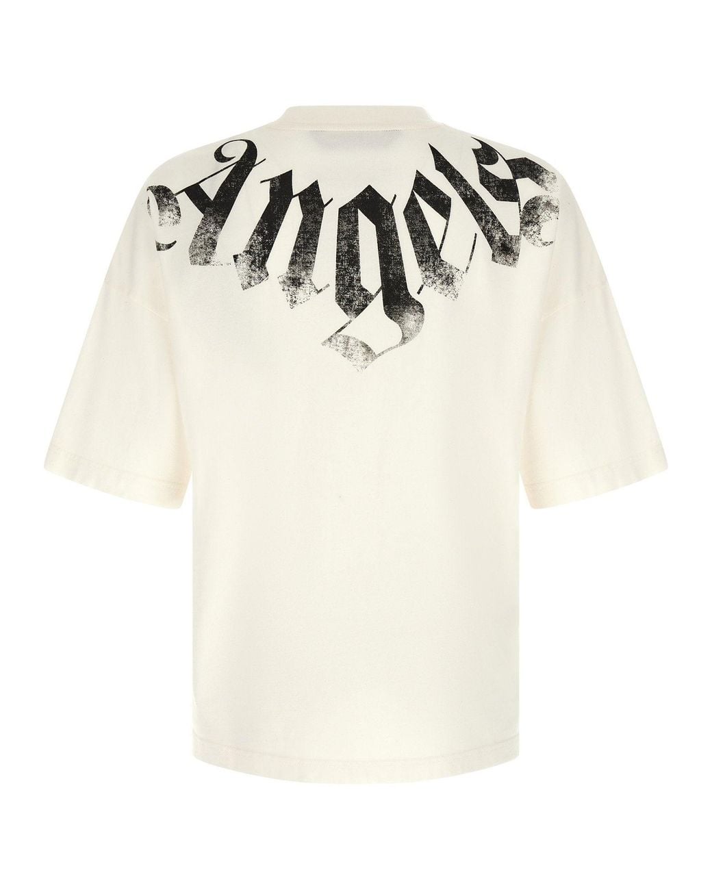 Palm Angels White Gothic Logo Print T-Shirt for men