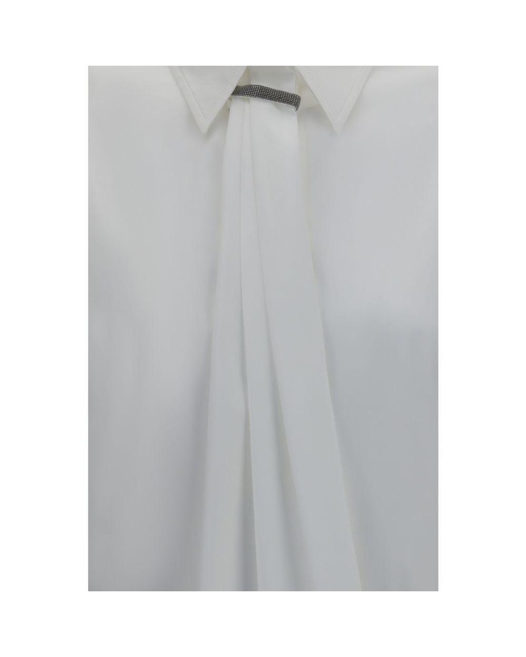 Brunello Cucinelli Gray White Cotton Dress Shirt