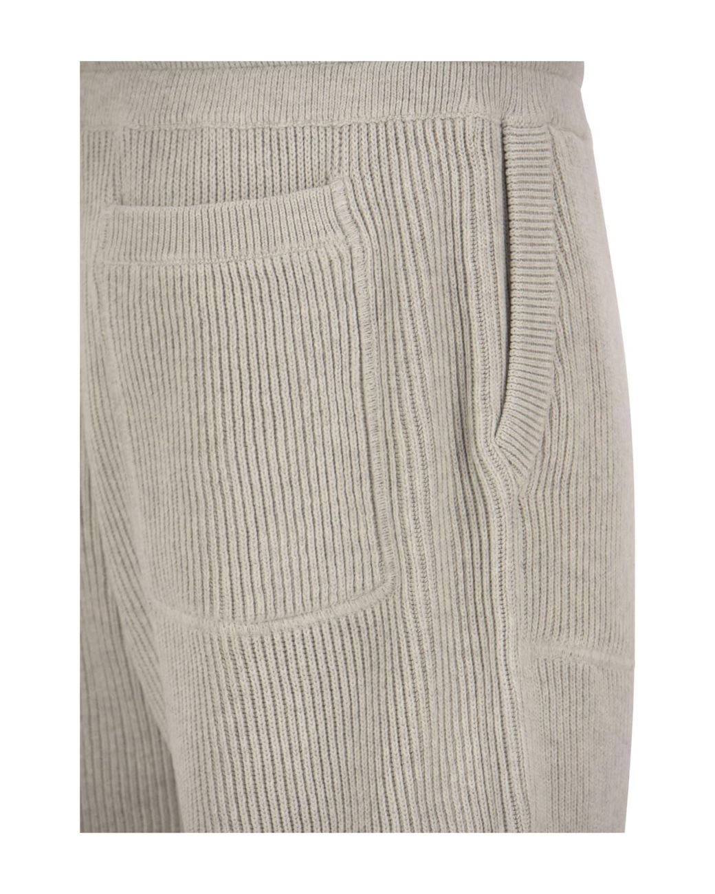 Brunello Cucinelli Natural Light Ribbed Trousers for men