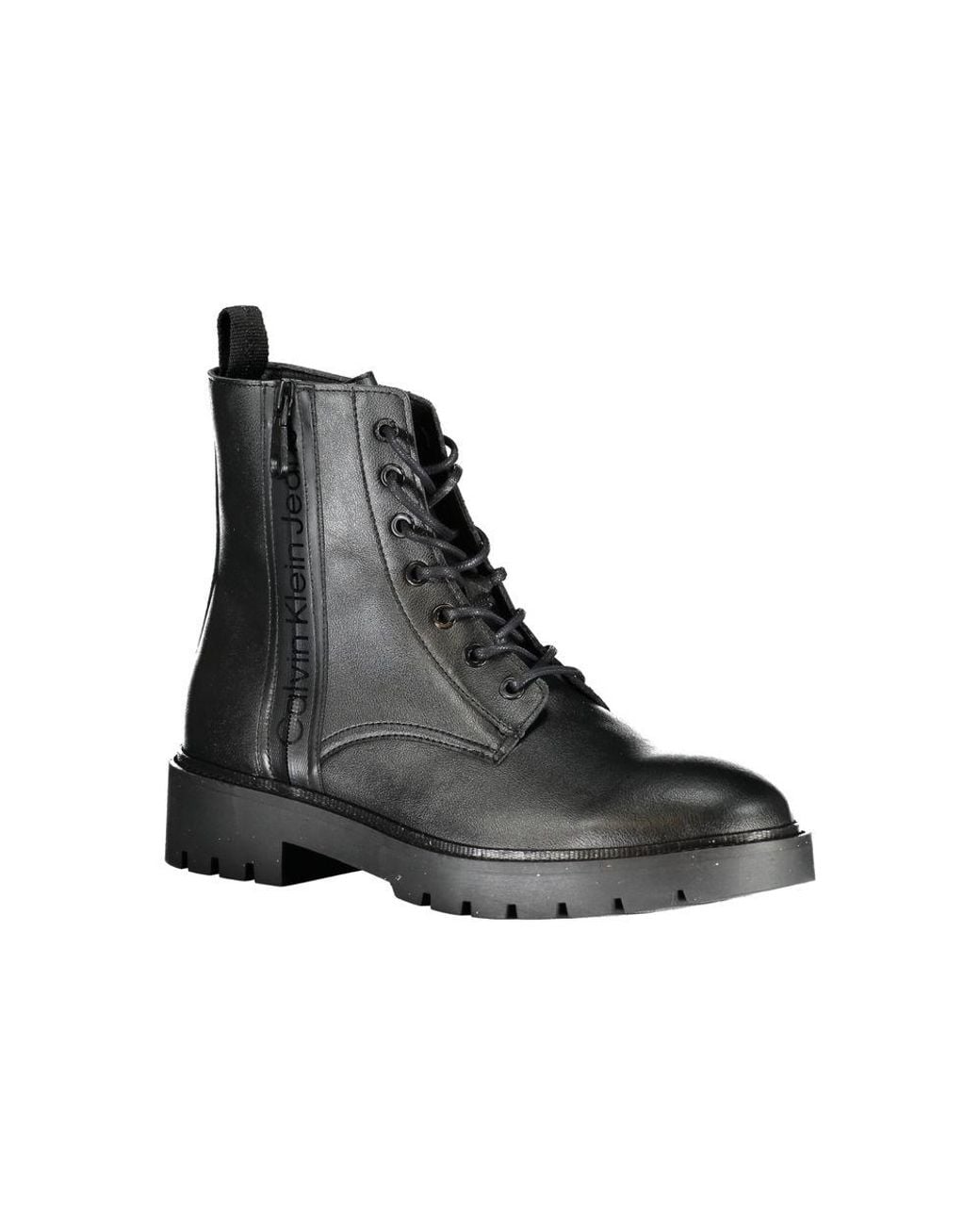 Calvin Klein Black Sleek Ankle Boots With Laces And Zip Detail for men